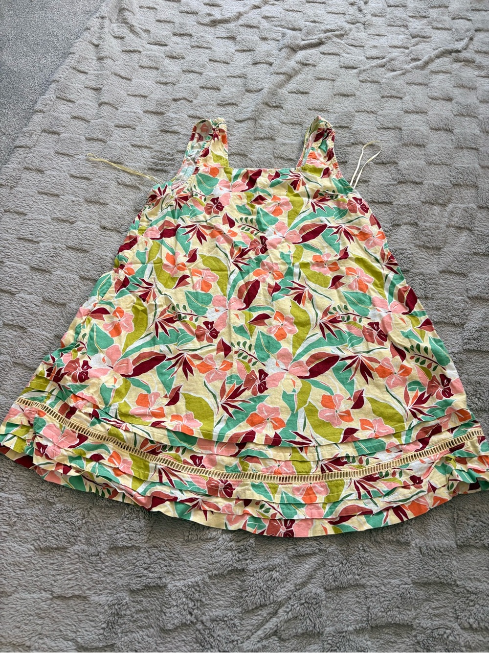 C&C California Multicolor Floral Sundress with Green Trim large